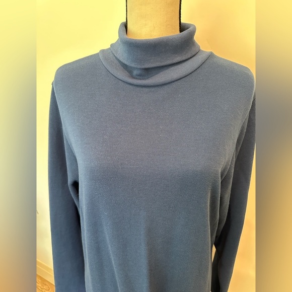 Weekender Blue Maxi Ribbed Sweater Dress Turtleneck Size Large - Picture 2 of 7